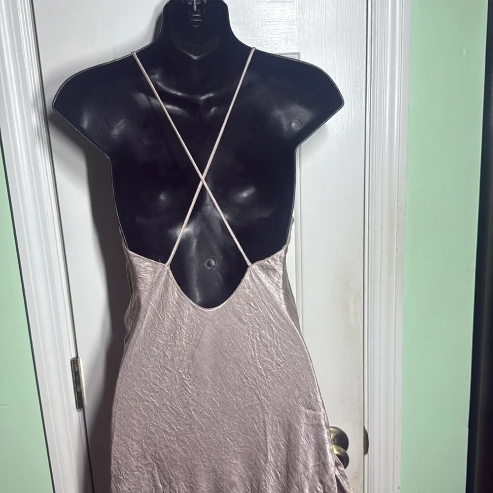 Backstage x Free People Dusty Pink Shimmery Asymmetrical Dancing Gown Size XS - Picture 8 of 12